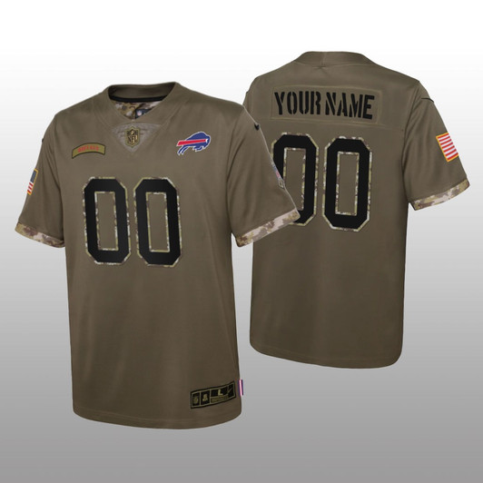 [FULLY STITCHED] Buffalo Bills Olive Salute To Service Limited Football Jersey 