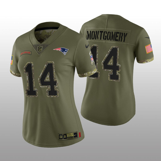 [FULLY STITCHED] New England Patriots Ty Montgomery Olive Salute To Service Limited Football Jersey 