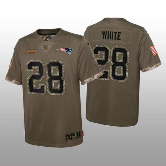 [FULLY STITCHED] New England Patriots James White Olive Salute To Service Limited Football Jersey 