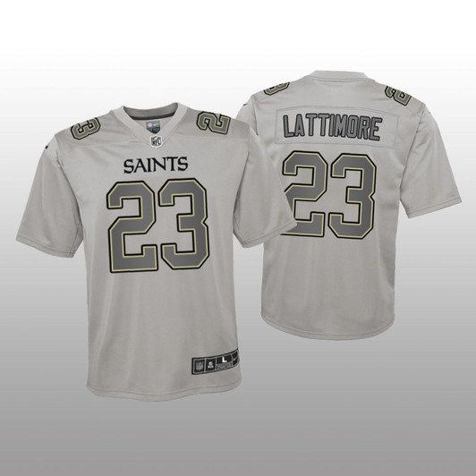 [FULLY STITCHED] New Orleans Saints Marshon Lattimore Gray Atmosphere Limited Football Jersey 