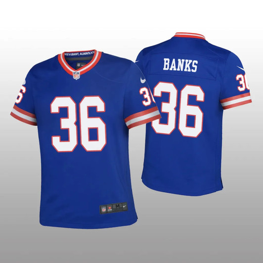 [FULLY STITCHED] New York Giants Deonte Banks Royal Classic Limited Football Jersey 