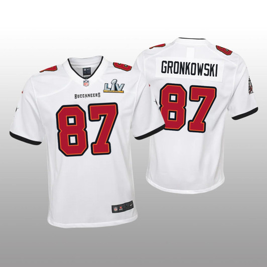 [FULLY STITCHED] Tampa Bay Buccaneers Rob Gronkowski White American Super Bowl LV Limited Football Jersey 