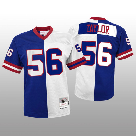 [FULLY STITCHED] New York Giants Lawrence Taylor Royal White Split Legacy Limited Football Jersey 