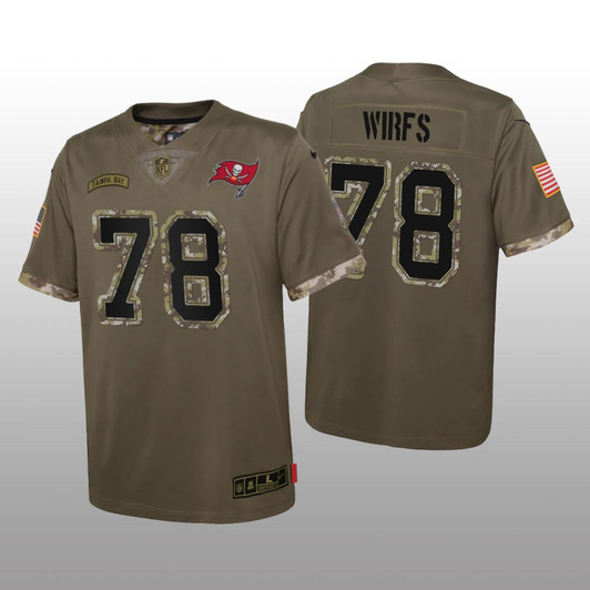 [FULLY STITCHED] Tampa Bay Buccaneers Tristan Wirfs Olive Salute To Service Style 2 Limited Football Jersey 