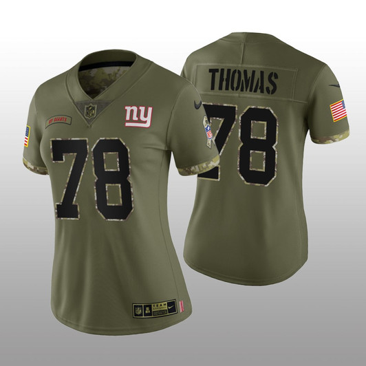 [FULLY STITCHED] New York Giants Andrew Thomas Olive Salute To Service Style 2 Limited Football Jersey 