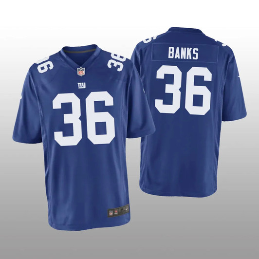 [FULLY STITCHED] New York Giants Deonte Banks Royal Style 2 Limited Football Jersey 