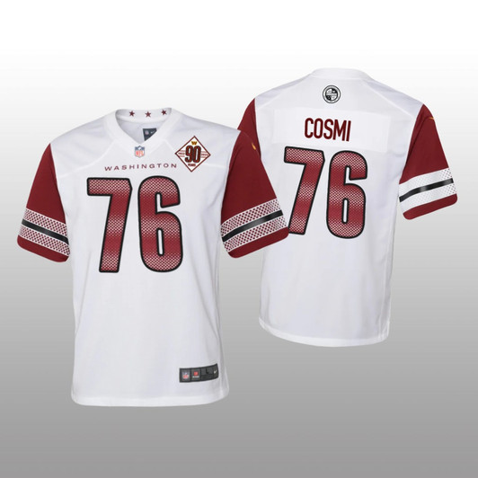 [FULLY STITCHED] Washington Commanders Samuel Cosmi White 90th Anniversary Style 2 Limited Football Jersey 