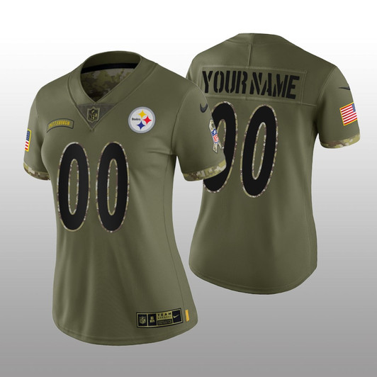 [FULLY STITCHED] Pittsburgh Steelers Olive Salute To Service Limited Football Jersey 