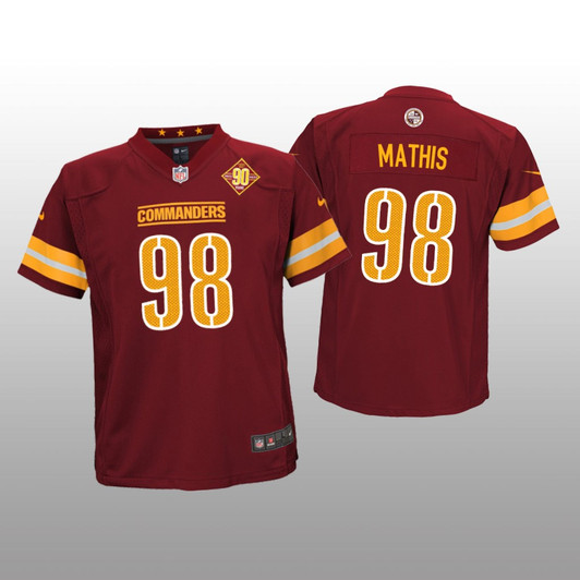 [FULLY STITCHED] Washington Commanders Phidarian Mathis Burgundy 90th Anniversary Style 2 Limited Football Jersey 