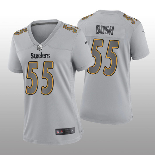 [FULLY STITCHED] Pittsburgh Steelers Devin Bush Gray Atmosphere Limited Football Jersey 