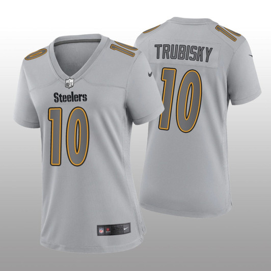 [FULLY STITCHED] Pittsburgh Steelers Mitchell Trubisky Gray American Atmosphere Limited Football Jersey 