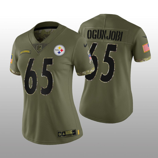 [FULLY STITCHED] Pittsburgh Steelers Larry Ogunjobi Olive Salute To Service Style 2 Limited Football Jersey 