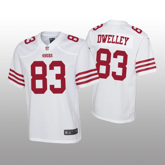 [FULLY STITCHED] San Francisco 49ers Ross Dwelley White Style 2 Limited Football Jersey 