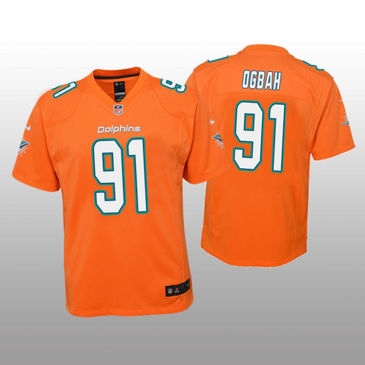 [FULLY STITCHED] Miami Dolphins Emmanuel Ogbah Orange Color Rush Style 3 Limited Football Jersey 
