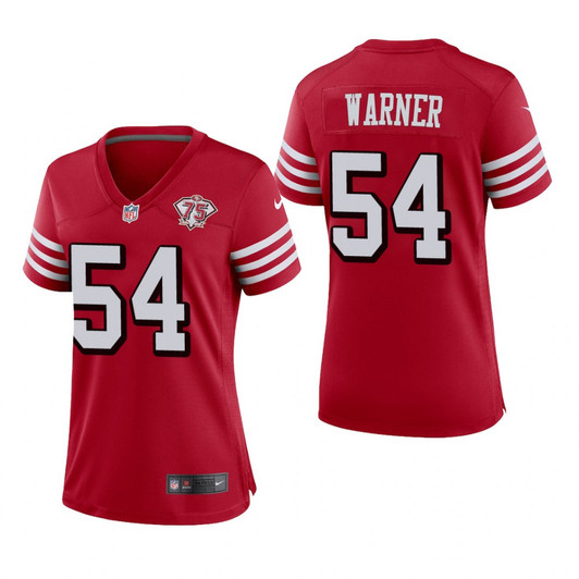 [FULLY STITCHED] San Francisco 49ers Fred Warner Scarlet Alternate 75th Anniversary Limited Football Jersey 