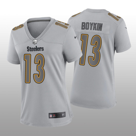 [FULLY STITCHED] Pittsburgh Steelers Miles Boykin Gray American Atmosphere Limited Football Jersey 