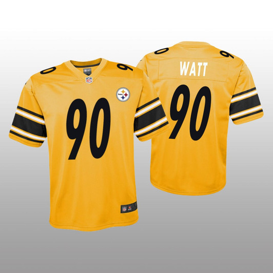 [FULLY STITCHED] Pittsburgh Steelers TJ Watt Gold Inverted Style 3 Limited Football Jersey 