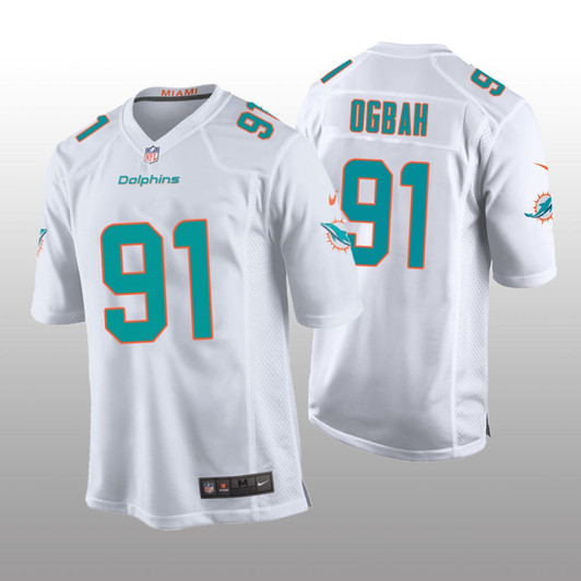 [FULLY STITCHED] Miami Dolphins Emmanuel Ogbah White Style 2 Limited Football Jersey 