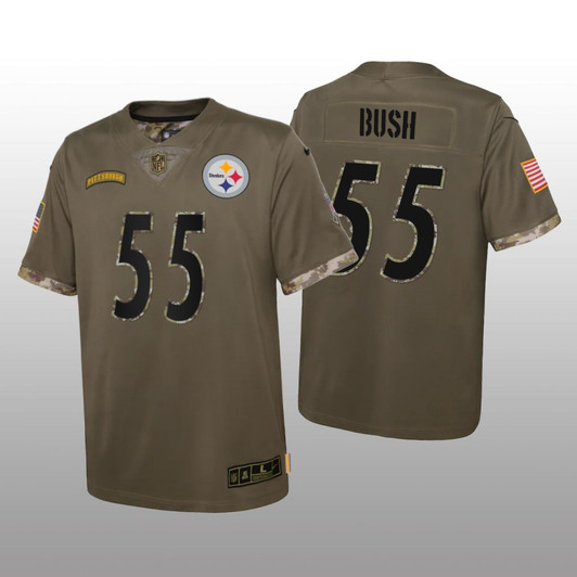[FULLY STITCHED] Pittsburgh Steelers Devin Bush Olive Salute To Service Style 2 Limited Football Jersey 