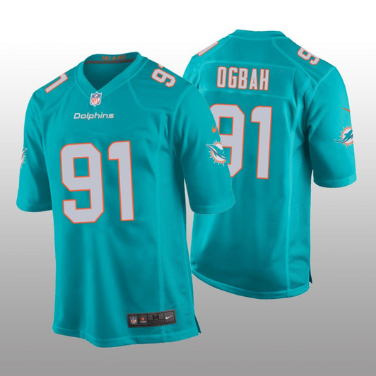 [FULLY STITCHED] Miami Dolphins Emmanuel Ogbah Aqua Limited Football Jersey 