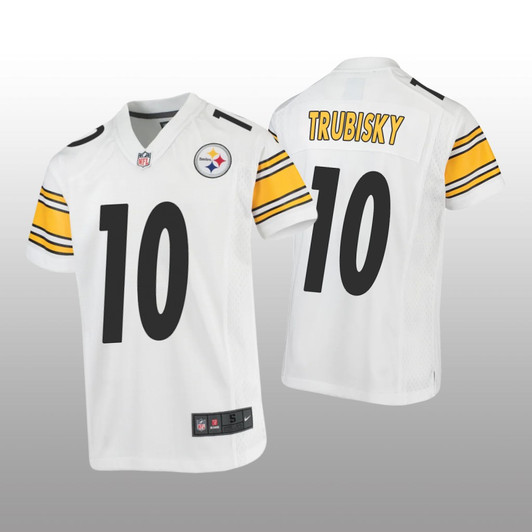 [FULLY STITCHED] Pittsburgh Steelers Mitchell Trubisky White American Limited Football Jersey 