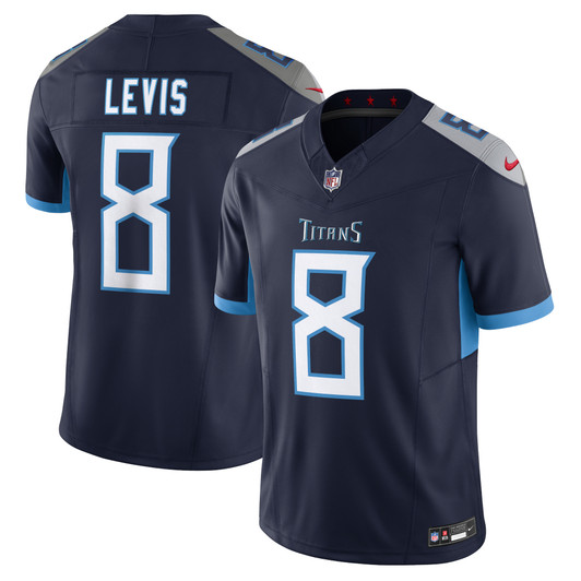 [FULLY STITCHED] Tennessee Titans Will Levis Navy Style 4 Limited Football Jersey 