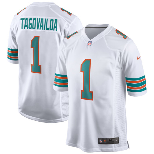 [FULLY STITCHED] Miami Dolphins Tua Tagovailoa 2nd Alternate White Limited Football Jersey 
