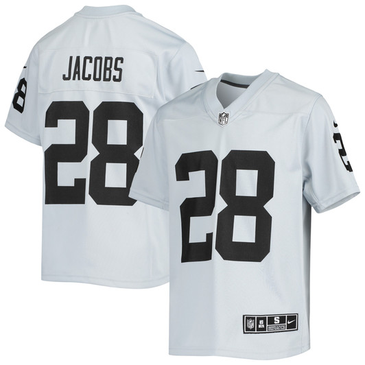[FULLY STITCHED] Las Vegas Raiders Josh Jacobs Inverted Silver Limited Football Jersey 