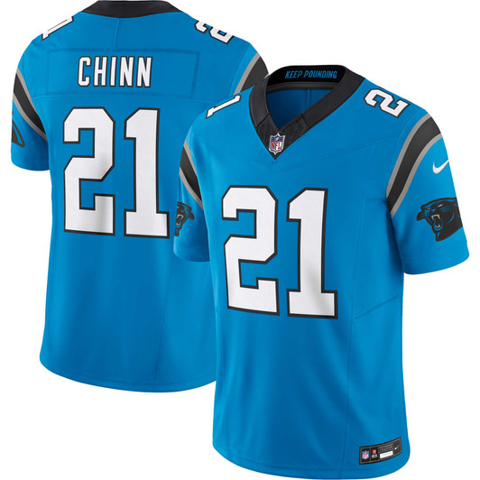 [FULLY STITCHED] Carolina Panthers Jeremy Chinn Blue Style 5 Limited Football Jersey 