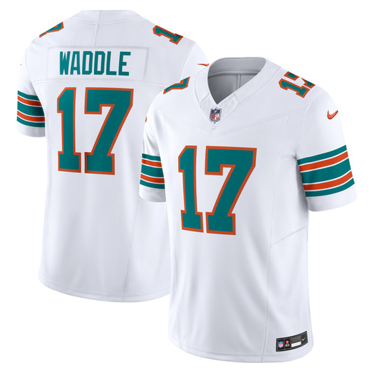 [FULLY STITCHED] Miami Dolphins Jaylen Waddle White Style 5 Limited Football Jersey 
