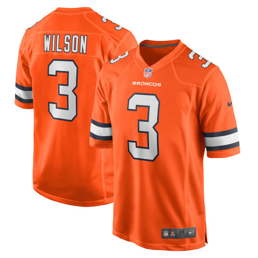 [FULLY STITCHED] Denver Broncos Russell Wilson Alternate Orange Style 4 Limited Football Jersey 
