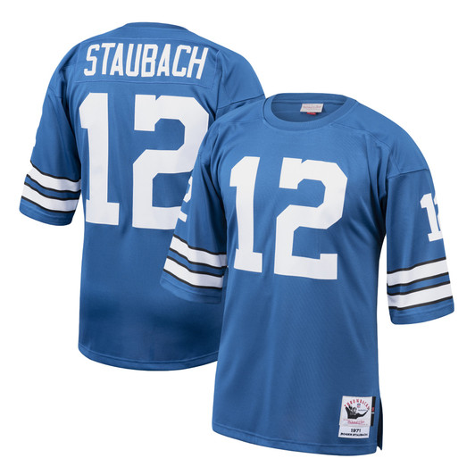 [FULLY STITCHED] Dallas Cowboys Roger Staubach 1971 Throwback Royal Limited Football Jersey 