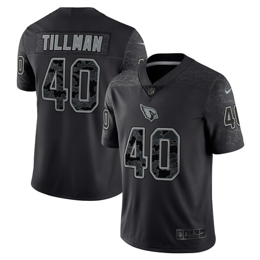 [FULLY STITCHED] Arizona Cardinals Pat Tillman Rflctv Black Limited Football Jersey 