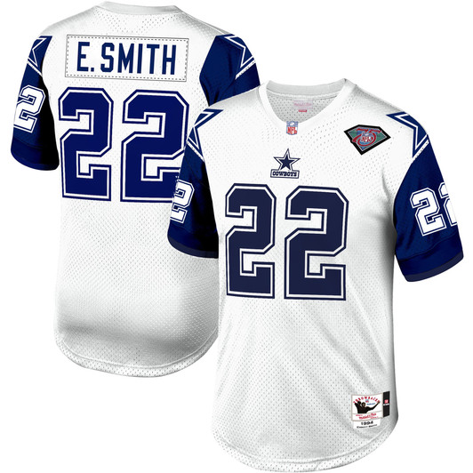 [FULLY STITCHED] Dallas Cowboys Emmitt Smith 1996 Throwback White Limited Football Jersey 