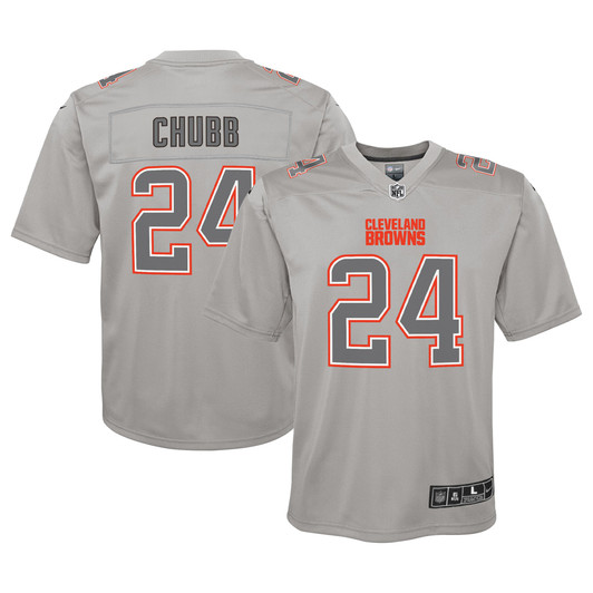 [FULLY STITCHED] Cleveland Browns Nick Chubb Atmosphere Gray Limited Football Jersey 