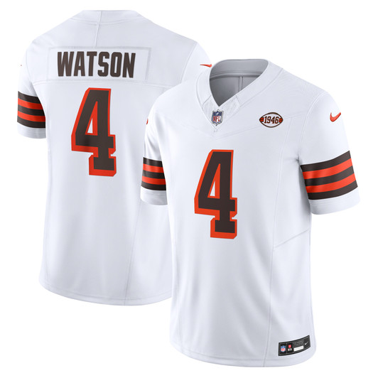 [FULLY STITCHED] Cleveland Browns Deshaun Watson White Style 4 Limited Football Jersey 