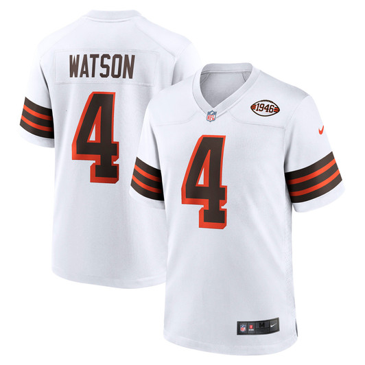 [FULLY STITCHED] Cleveland Browns Deshaun Watson Alternate White Limited Football Jersey 