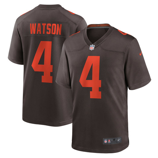 [FULLY STITCHED] Cleveland Browns Deshaun Watson Alternate Brown Limited Football Jersey 