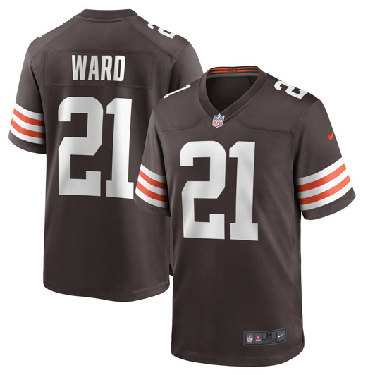 [FULLY STITCHED] Cleveland Browns Denzel Ward Brown Style 5 Limited Football Jersey 