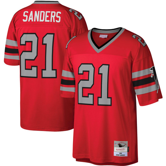 [FULLY STITCHED] Atlanta Falcons Deion Sanders Legacy Red Limited Football Jersey 