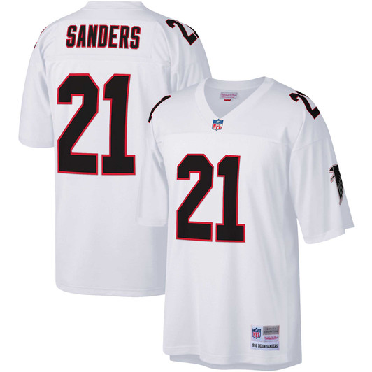 [FULLY STITCHED] Atlanta Falcons Deion Sanders Big Tall 1992 White Limited Football Jersey 