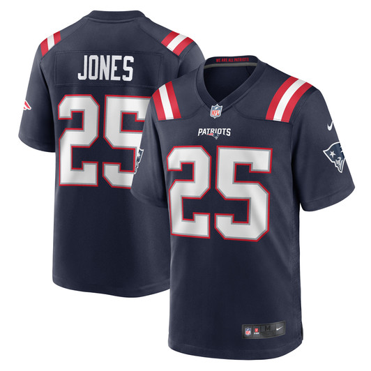 [FULLY STITCHED] New England Patriots Marcus Jones Navy Style 5 Limited Football Jersey 