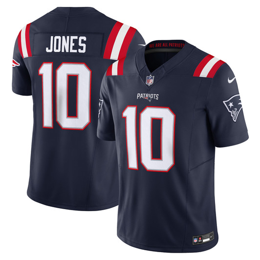 [FULLY STITCHED] New England Patriots Mac Jones Navy Style 10 Limited Football Jersey 
