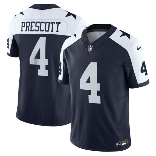 [FULLY STITCHED] Dallas Cowboys Dak Prescott Navy Style 6 Limited Football Jersey 