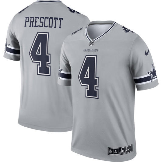 [FULLY STITCHED] Dallas Cowboys Dak Prescott Inverted Gray Style 2 Limited Football Jersey 