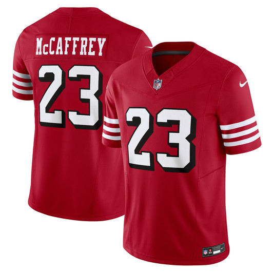 [FULLY STITCHED] San Francisco 49ers Christian Mccaffrey Scarlet Style 11 Limited Football Jersey 