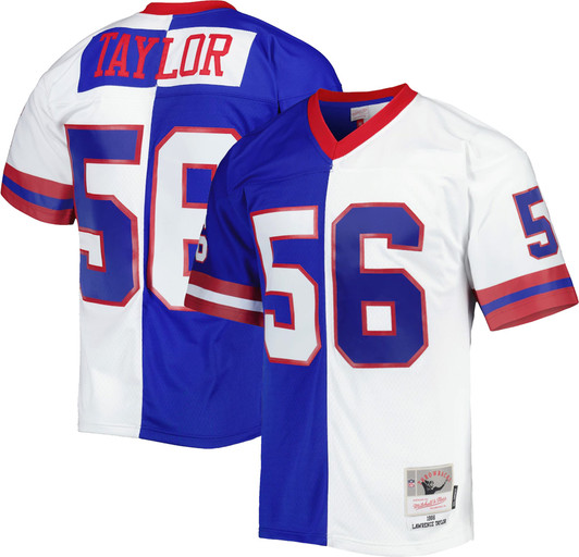 [FULLY STITCHED] New York Giants Lawrence Taylor 1986 Split Legacy Royal White Limited Football Jersey 