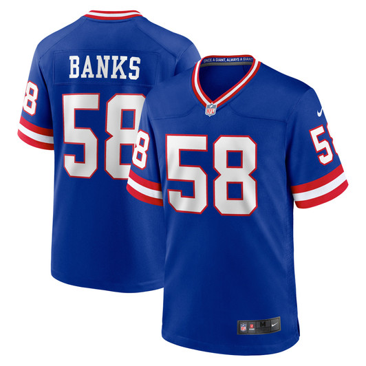 [FULLY STITCHED] New York Giants Carl Banks Classic Retired Royal Style 2 Limited Football Jersey 