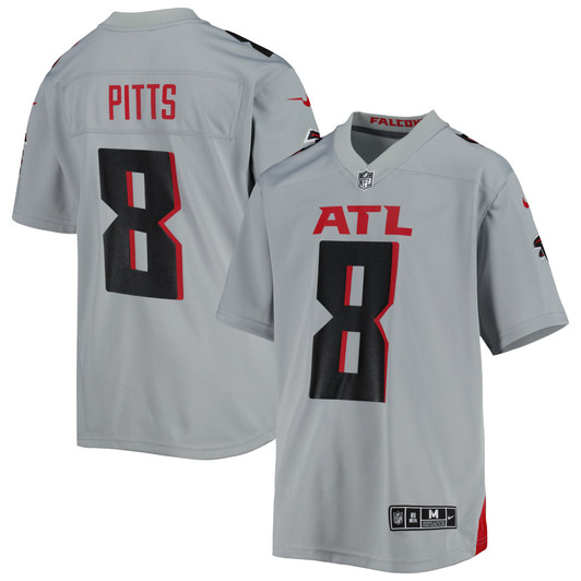 [FULLY STITCHED] Atlanta Falcons Kyle Pitts Inverted Gray Limited Football Jersey 