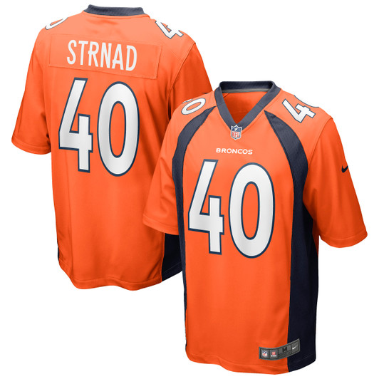 [FULLY STITCHED] Denver Broncos Justin Strnad Orange Style 3 Limited Football Jersey 